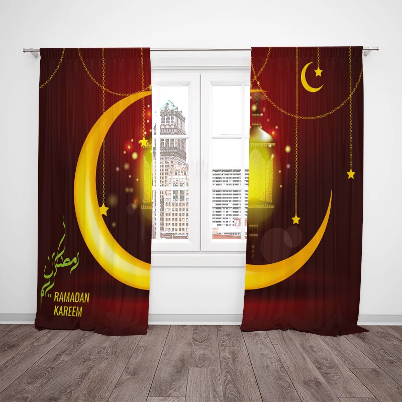 2 шт.- Исламская мусульманская занавеска с принтом на тему Ид-Роскошная