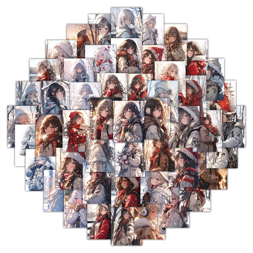 10/30/60 шт. милые зимние аниме-наклейки с героями мультфильмов для девочек наклейки