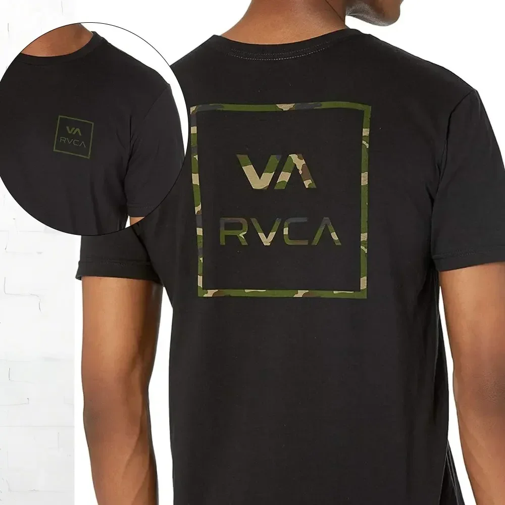 Фото RVCA Мужская футболка с коротким рукавом и круглым вырезом, хлопковая уличная модная мужская рубашка в стиле ретро, дизайнерские топы с короткими рукавами, уличная одежда №4