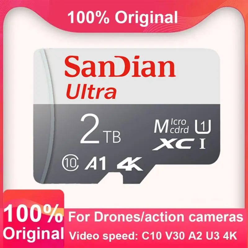 100% оригинальная высокоскоростная карта памяти C10 U3 1 ТБ V30 Micro TF SD-карта 128 ГБ 256 512