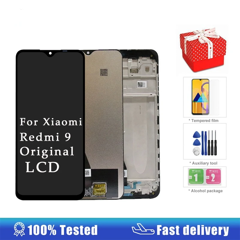 

100% Оригинальный ЖК-дисплей для Xiaomi Redmi 9 ЖК-дисплей с рамкой и сенсорным экраном в сборе для Redmi 9 ЖК-экран