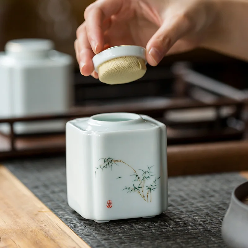 Классические керамические банки для хранения герметичный чай голубой