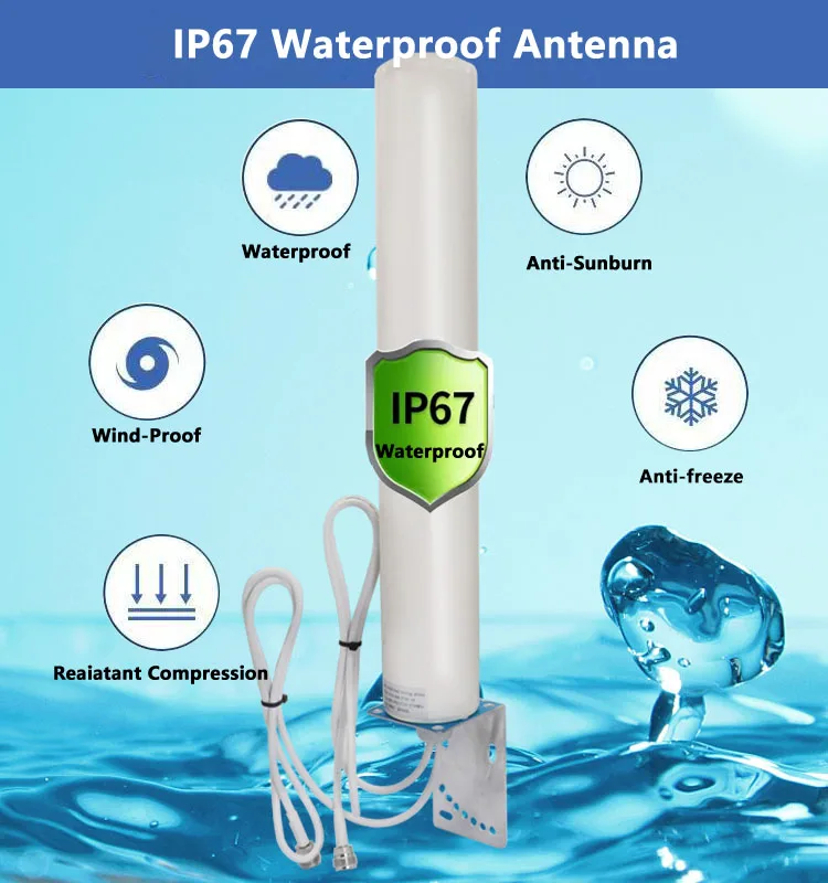 TS9 Broadband 4G LTE 3G GSM 698~2700Mhz High Gain 18dbi Aerial Outdoor IP67 Waterproof Omni External WiFi Wireless Roof Antenna