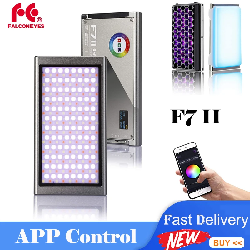 Подсветка Falcon Eyes F7 II RGB для видеокамеры, 12 Вт, управление через приложение, магнитная светодиодная заполнясветодиодный лампа с режимами создания эффектов и сотовой сеткой