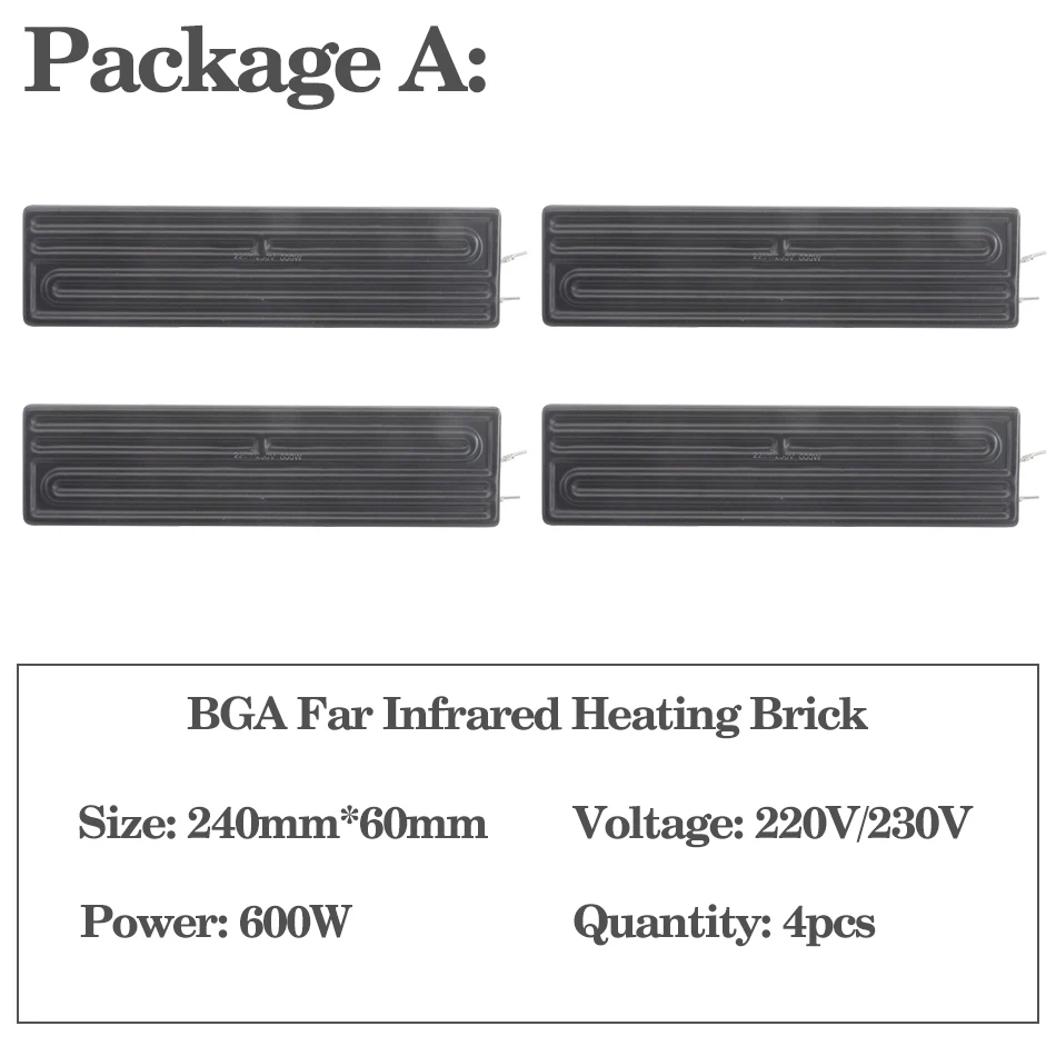 Инфракрасная керамическая нагревательная пластина Honton R392 R490 240*60 мм 600 Вт