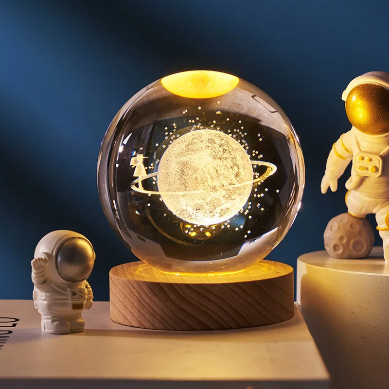 

Хрустальный шар, Хрустальный дневной шар, 3D лазерная гравировка, шарик для солнечной системы с сенсорным выключателем светодиодный светодиодная осветительная основа, астрономический подарок