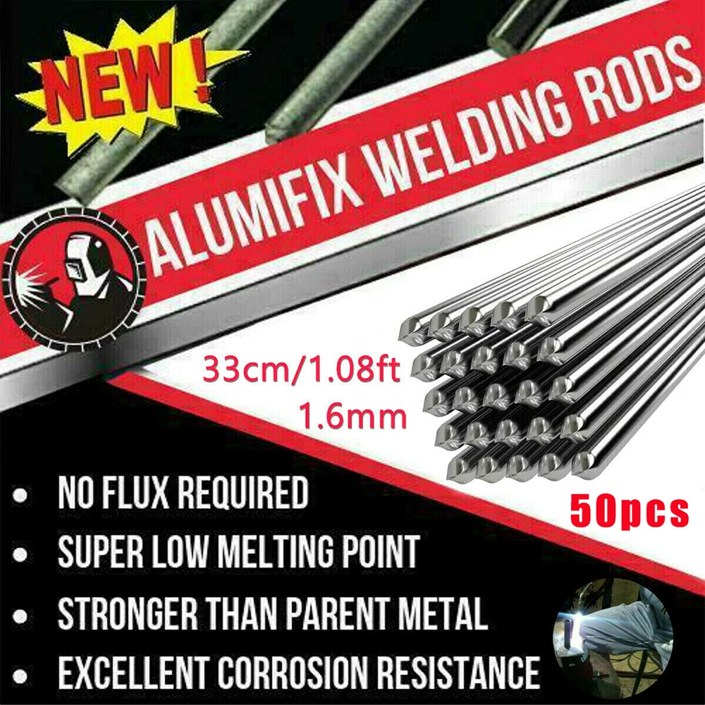 

50pcs 33cm 1.6mm Solid Solution Welding Wire Flux-Cored Electrode Aluminum Brazing Welding Flux-Cored Rods Metalworking Solder