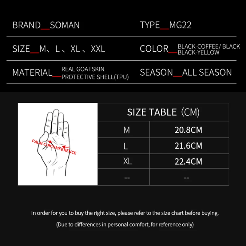 SOMAN винтажные перчатки из козьей кожи для езды на мотоцикле полный палец