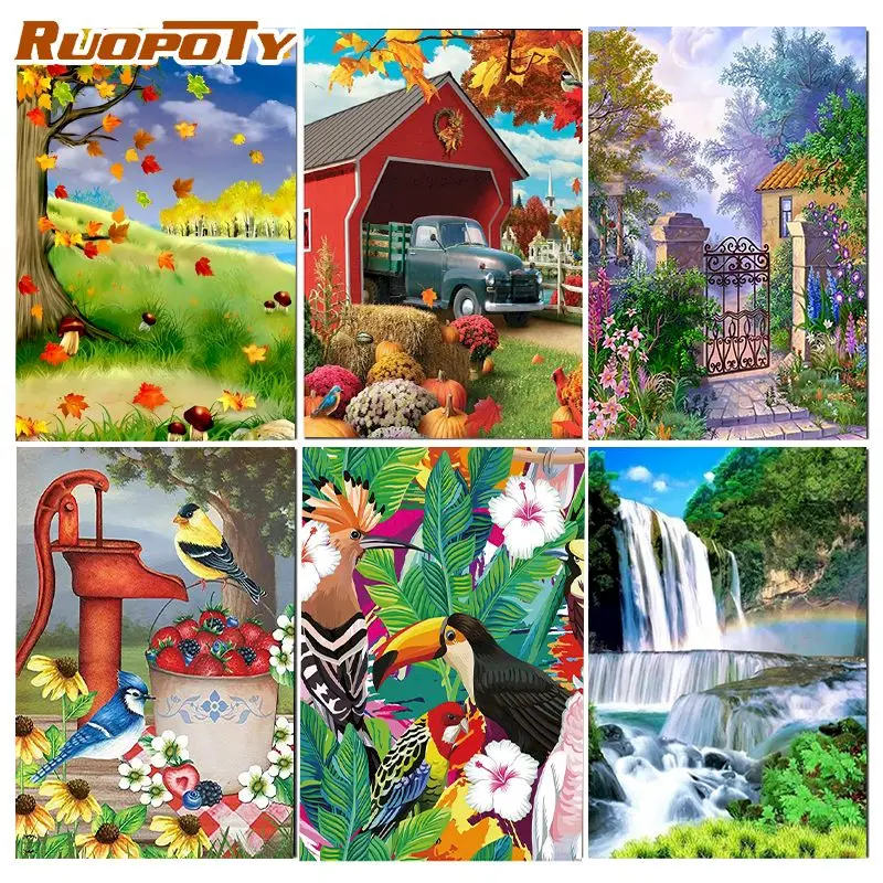 

RUOPOTY 5D Diamond Embroidery Sceneryr Full Square Round Diamond Painting Cross Stitch Mosaic Art Home Decoration