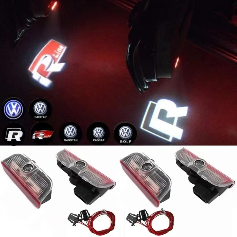 

4Pcs LED Car Door Logo Projector Light Accessories For VW Passat B6 B7 B8 B9 CC Golf 5 6 7 7N Touareg Tiguan Sharan MK5 MK6 MK7