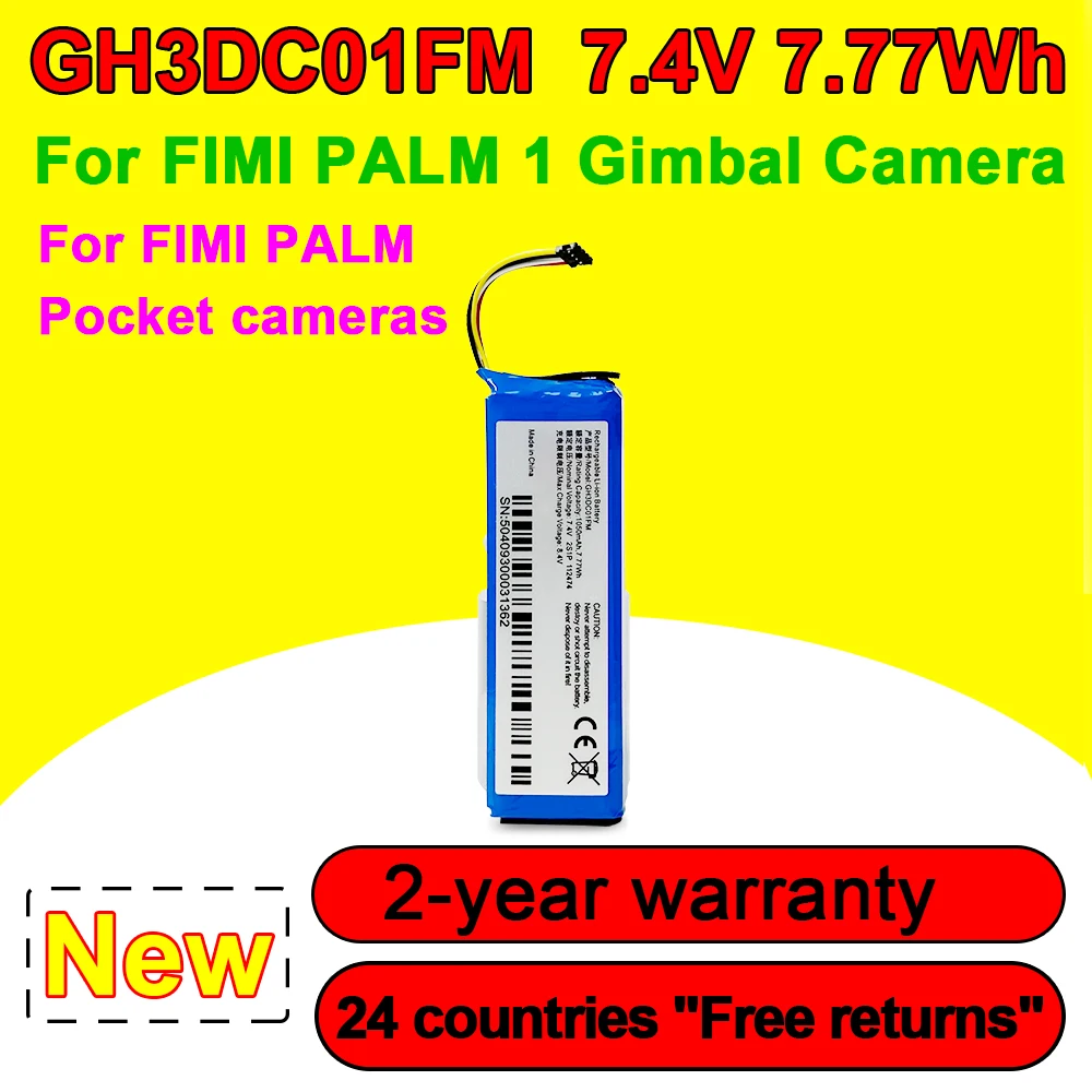 

GH3DC01FM 7.4V 7.77Wh 1050mAh Battery For FIMI PALM 1 Pocket Gimbal Camera Series Rechargeable Batteries High Quality In Stock