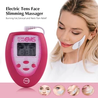 1pcs electric slimming facial massager v face trainer jaw exerciser ems face body pulse muscle stimulator with electrode pads