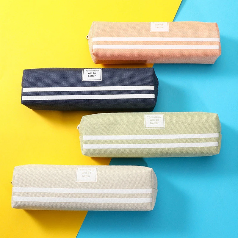 

Teen Boys Girls Canvas Large Pencil Case Big Capacity Pencil Pouch for School Students Simple long Pencil Bag With Zipper