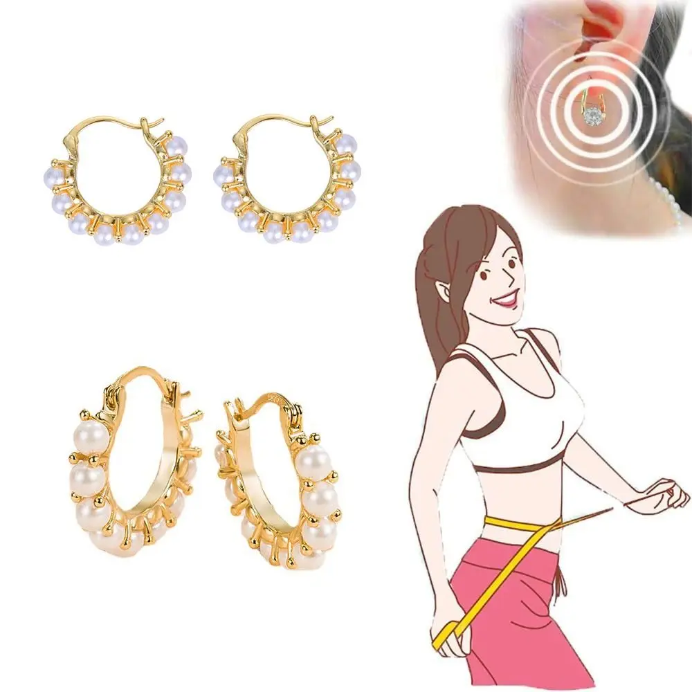 

Golden Magnetherapy Germanium Earrings Acupuncture Lymphatic Drainage Ear Stud Fashion Jewelry Dangle Earrings for Women