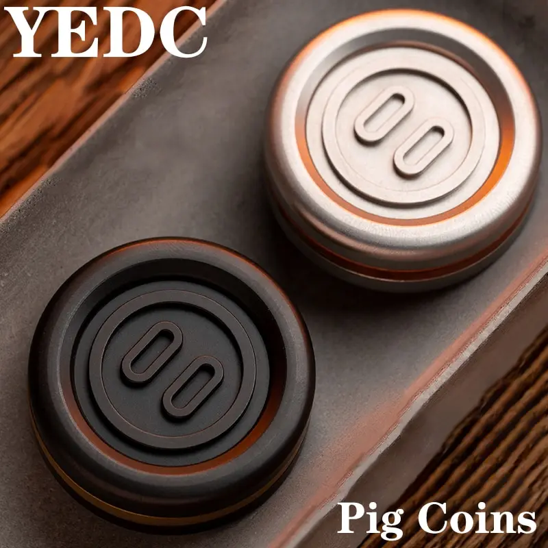 

YEDC Pig Coins Haptic Coin&Ratchet Metal Magnetic Decompression Push Slider EDC Fingertip Gyro
