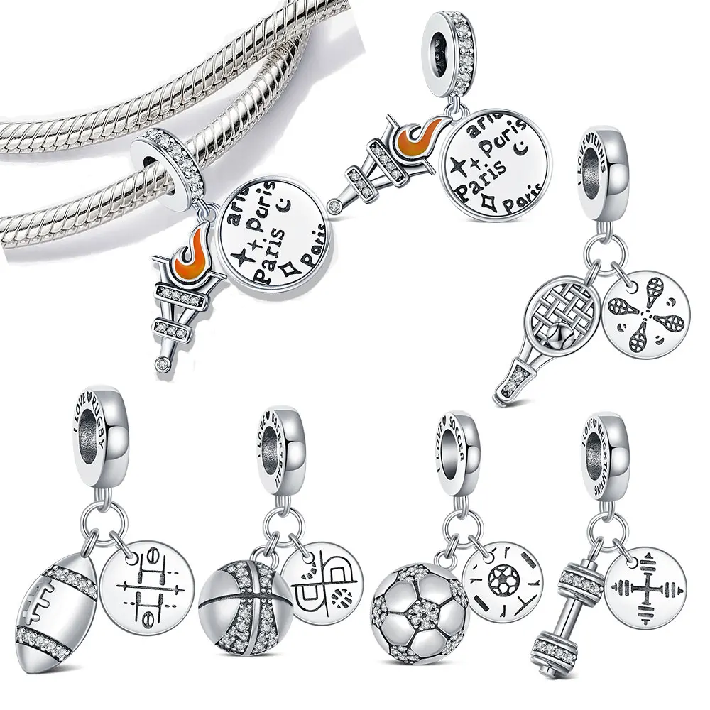 Лето 2024 Модный Олимпийский Вертолет Футбольный Шарм Для Браслетов Pandora