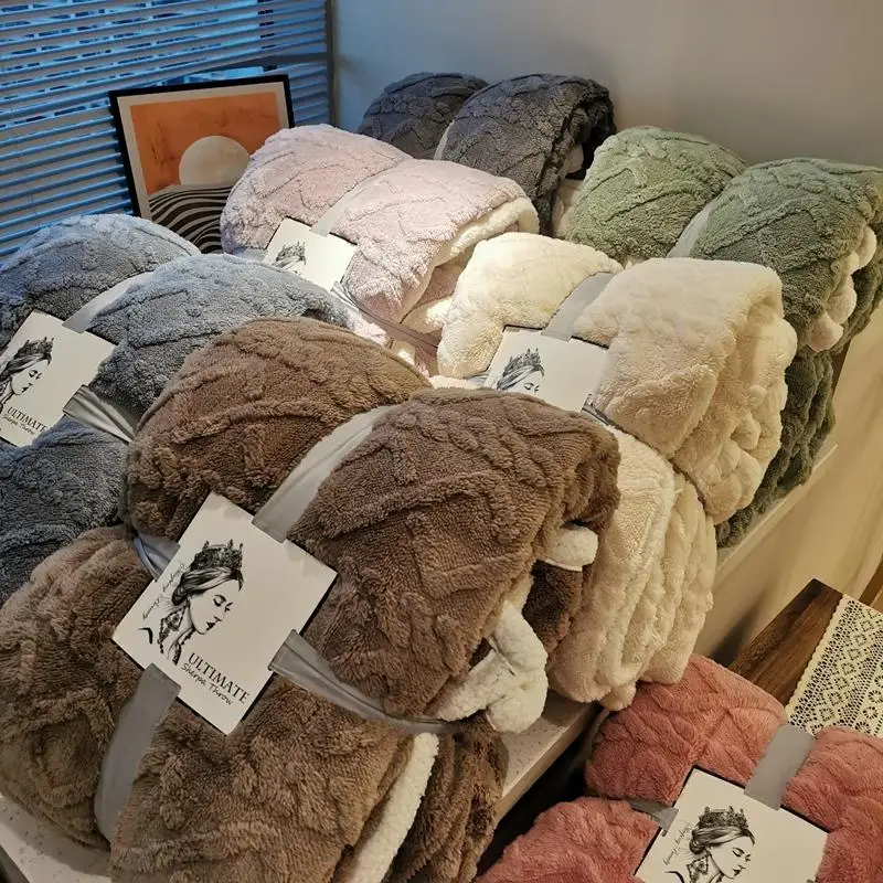 

Зимнее Двухслойное толстое одеяло, Кашемировое супермягкое теплое шерстяное одеяло хорька, Фланелевое флисовое клетчатое покрывало для дивана и кровати, Белый ba