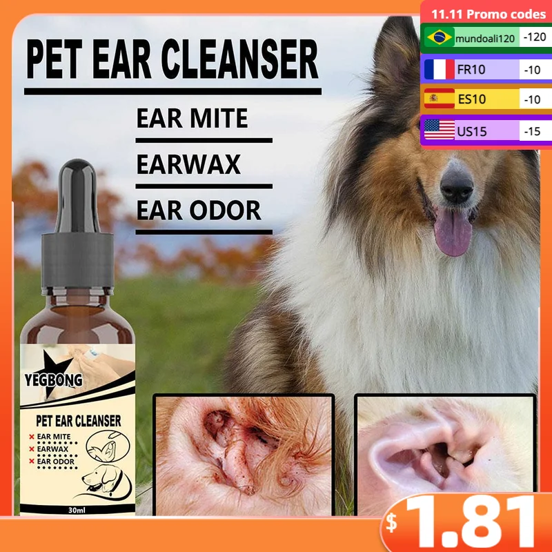 

New Cat And Dog Ear Cleaner Pet Ear Drops For Infections Control Yeast Mites Removes Ear Mites And Ear Wax Relieve Itching