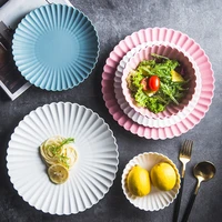 ins net red plate nordic chrysanthemum plate ceramic dish western dish salad bowl rice bowl household tableware dessert plate