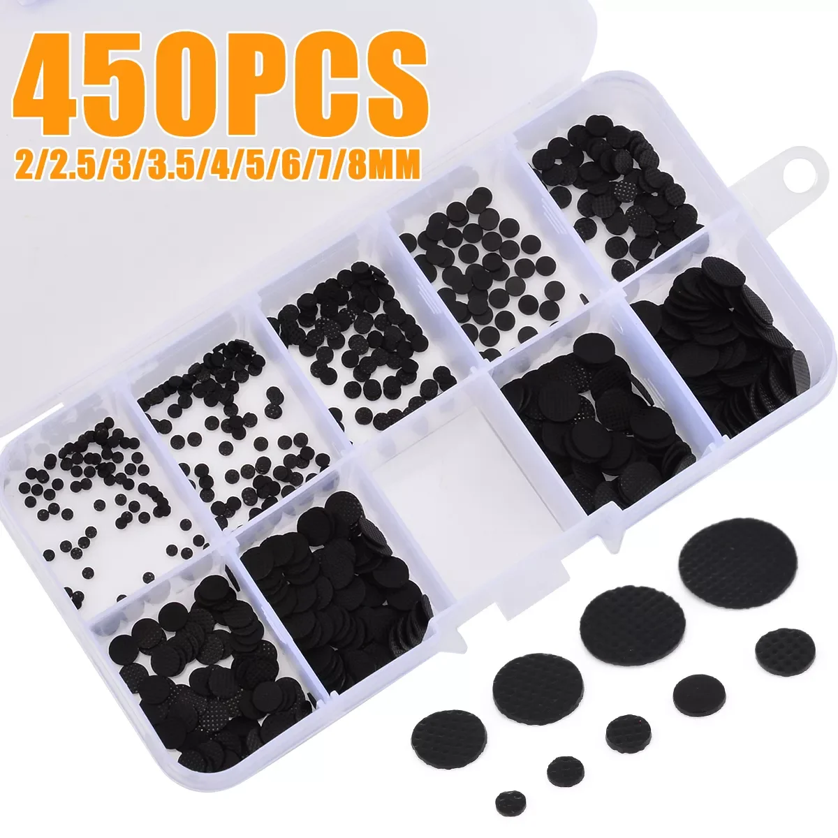 

NEW 450pcs/box 2-8mm Different Sizes Conductive Rubber Pads Keypad Repair Kit for IR Remote Control Conductive Rubber Buttons