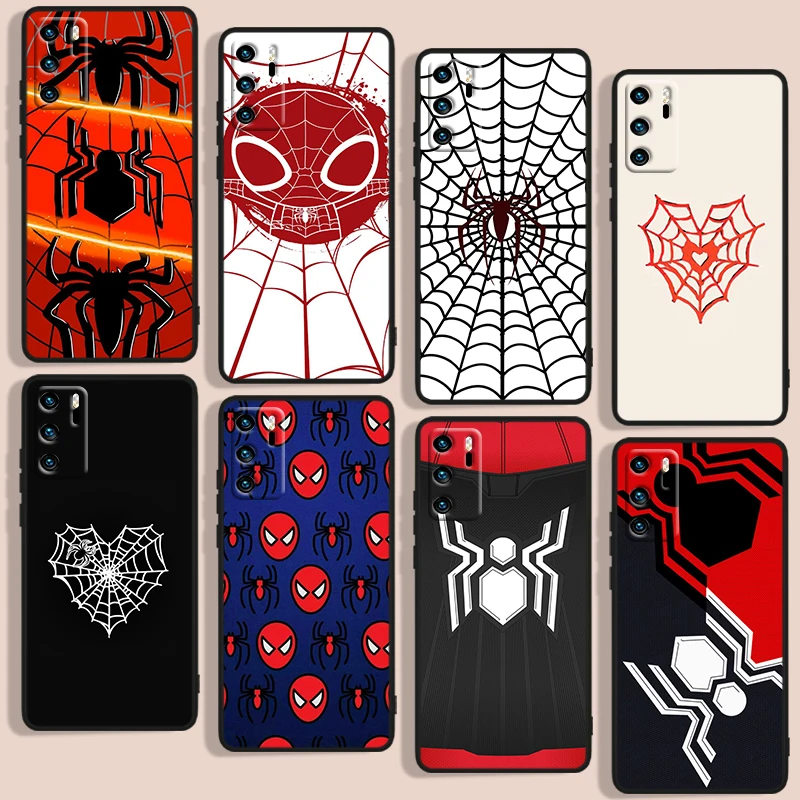 

Marvel Spiderman Art Logo Phone Case For Huawei P10 P20 P30 P40 P50 Lite Pro 2019 Plus Lite E 5G Black luxury Silicone Back Soft