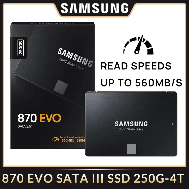 

SAMSUNG SSD 870 EVO 250GB 500GB 1TB 2TB 4TB Disk Hard Drive 560MB/S SATA3 2.5 Inch for Laptop Desktop Notebook Mini PC Computer