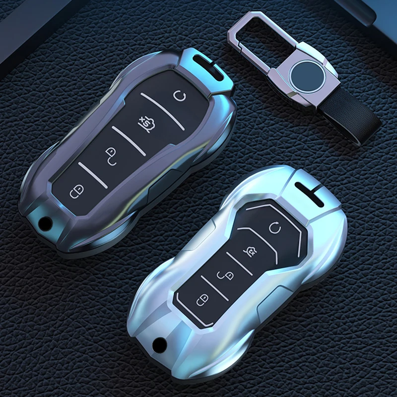 

Zinc Alloy Remote Car Key Case Cover with Metal Leather Keychain for BYD Qin Plus Song Tang DM-i Han EV Max Yuan Atto DM Dolphin