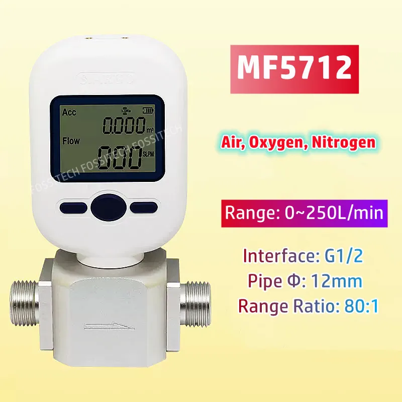 

НОВЫЙ расходомер газа MF5712 0 ~ 250 л/мин, расходомер воздуха, кислорода, азота, газа MF5712-G-250-B-A RS485 Modbus G1/2 дюйма, расходомер газа