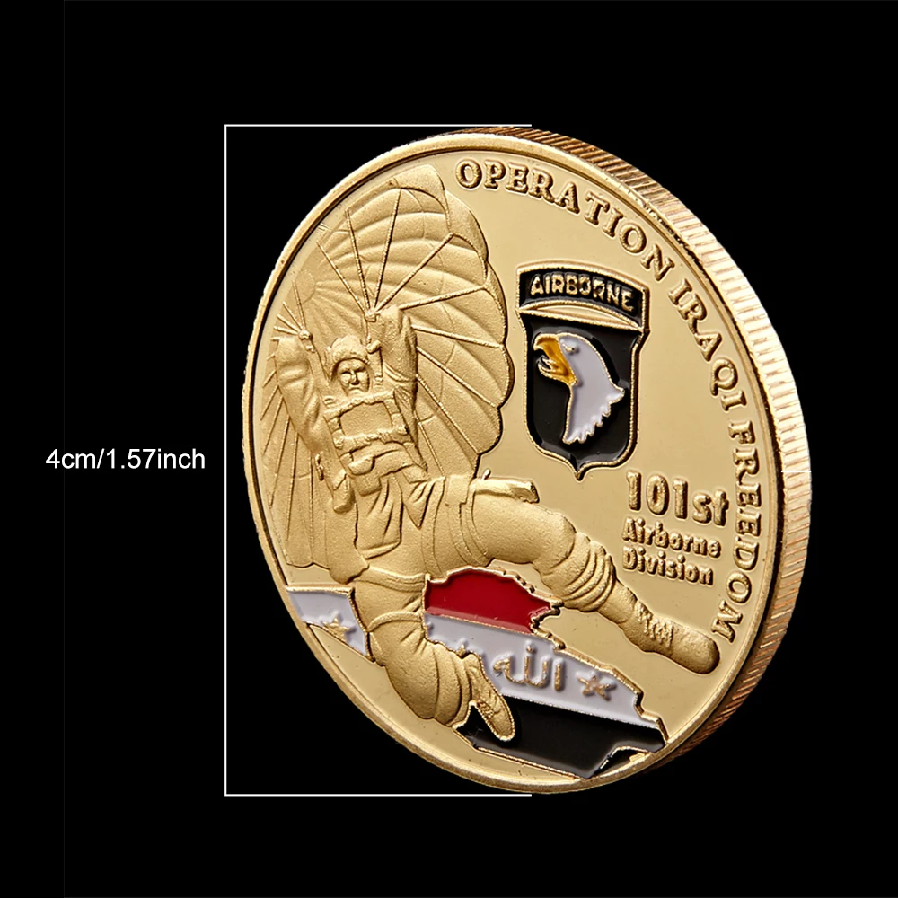Позолоченная монета американского спецназа 101St сувенирная США