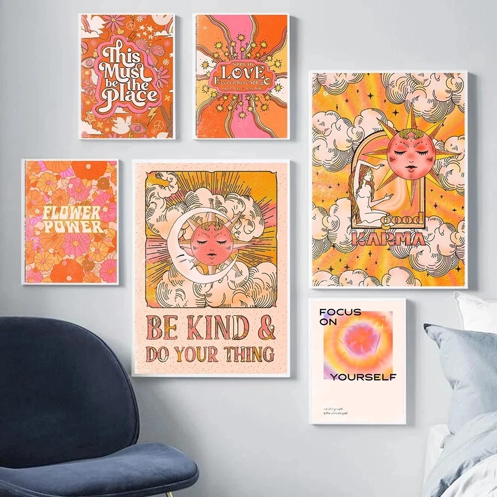 

Home Decor Boho Sun And Moon Goddess Cartoon Prints Painting Pictures Wall Art Modular Modern Canvas Poster Bedside Background
