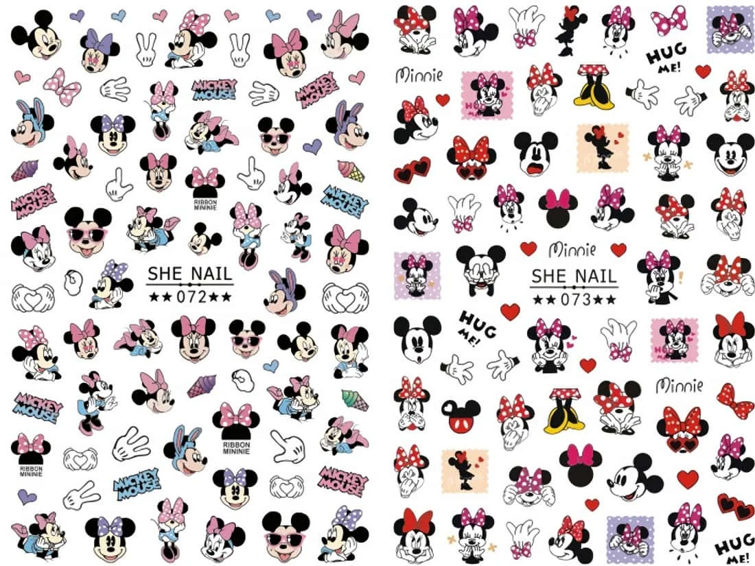 2 шт. наклейка для ногтей с рисунком Диснея аниме Микки и Минни принадлежности
