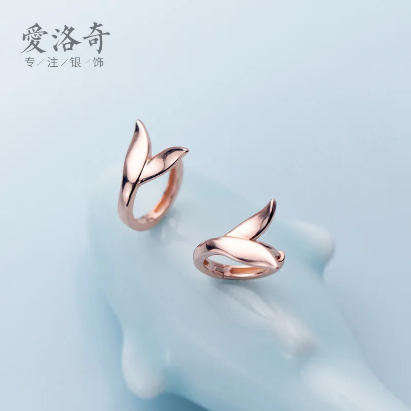 

s925Silver Ear Clip Ear Clip Female Japanese and Korean Style Mori Fashion Mermaid Tail Ear Clip Tmall Graceful Ear Ornaments