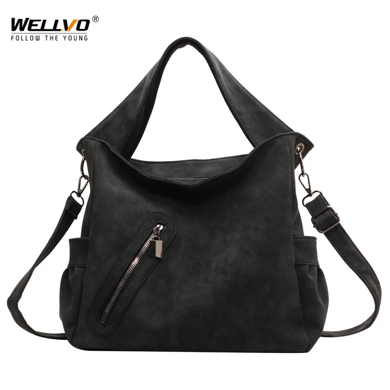 

Vintage Women Suede Handbag Large PU Leather Tote Casual Crossbody Shoulder Messenger Bag Big OL Business Female Bolsa XA418C