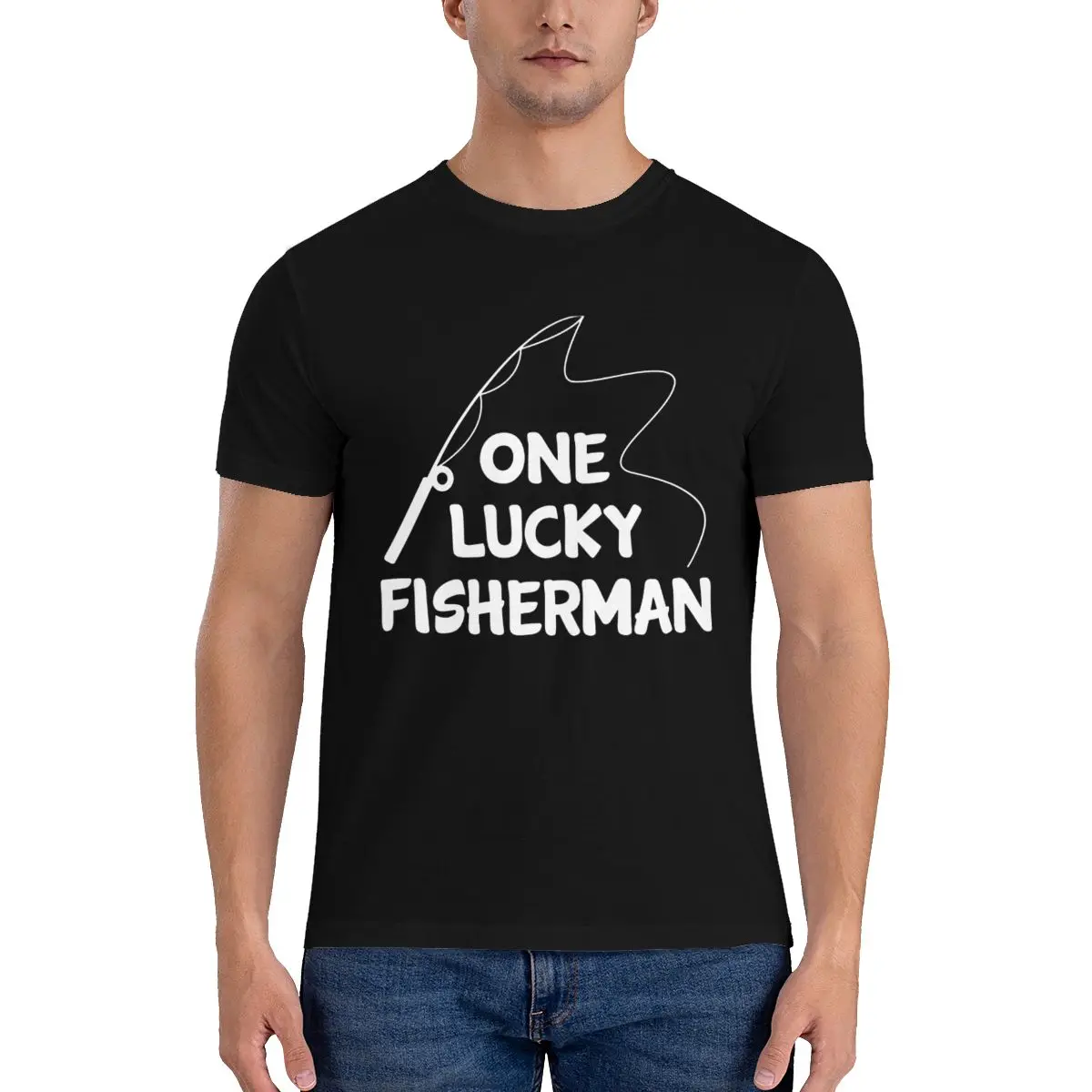 

Fishing Couple Lucky Fisherman Cool T-Shirts Mens Best Catch of His Life Printed T Shirts Short Sleeves Couple Tops
