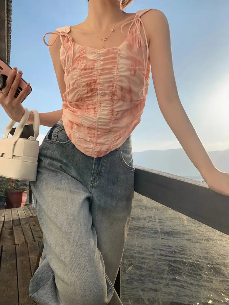 

Милый пикантный уличный жилет с принтом, модные блузки в летнем стиле, недорогая винтажная одежда для женщин, женская одежда, 2022