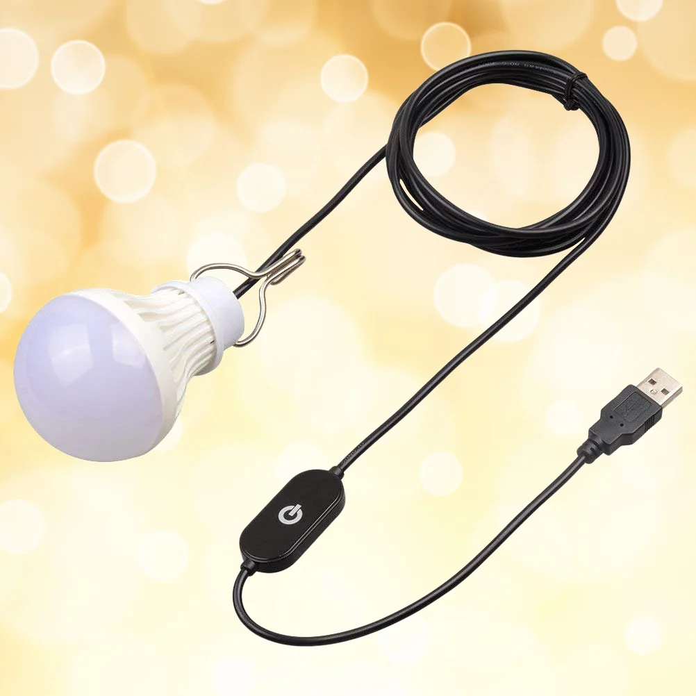 

5W USB LED Bulb Light Lantern with USB Cord and On-off Switch for Camping, Hiking, Room, Kitchen and Garage (Warm White Light)