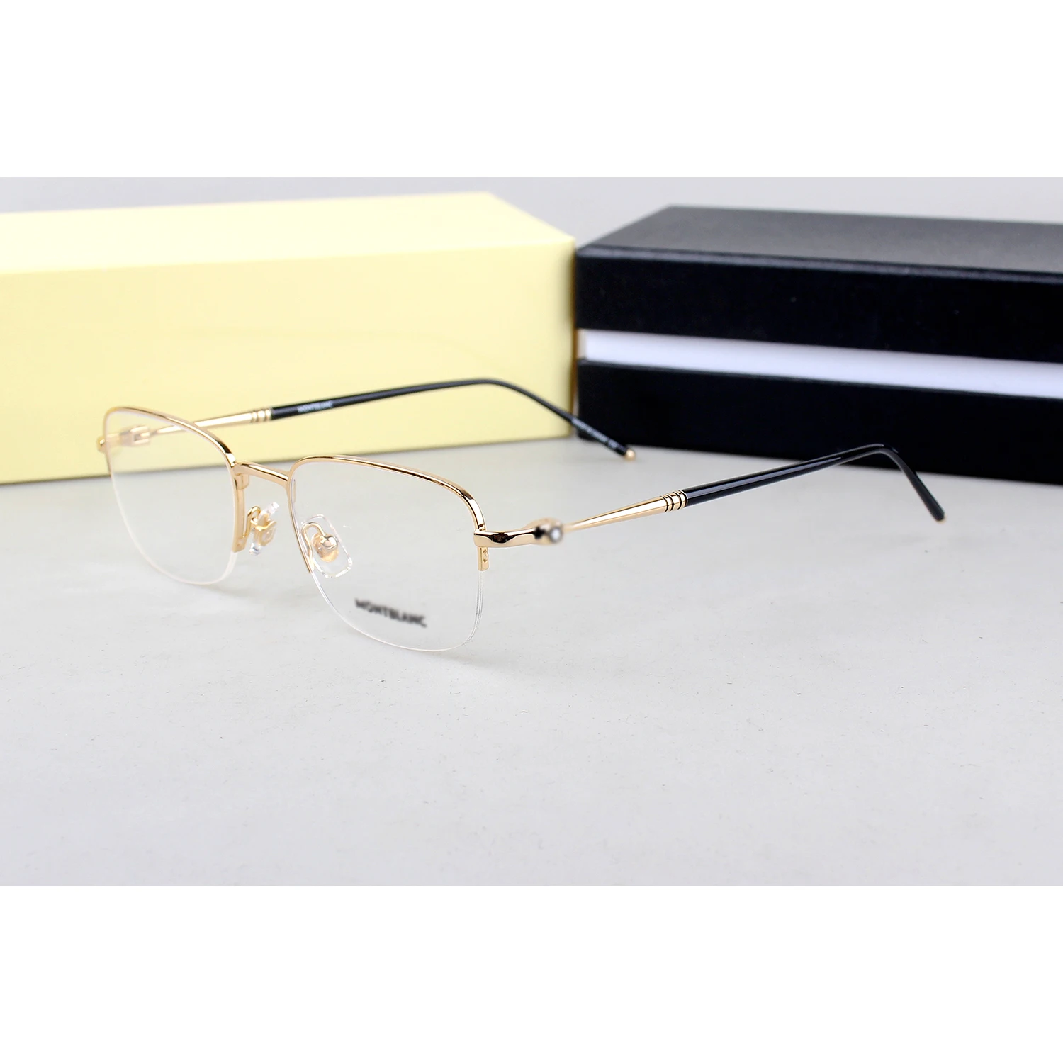 

Gold Metal Ultra-thin Frame Glasses Fashion Popular Square Glasses Original Famous Design Ultra-Clear Glasses for Men and Women