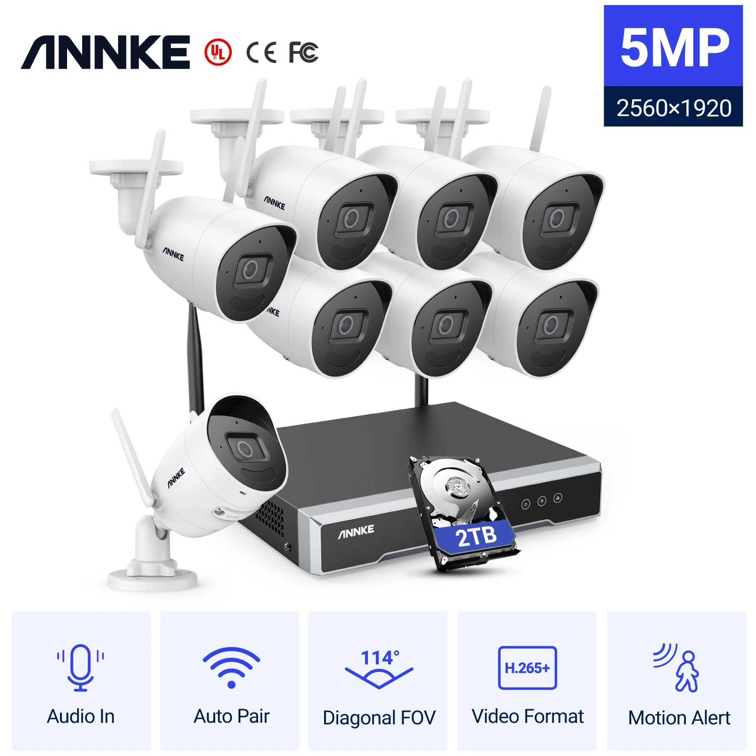 8ch Nvr Video Surveillance Kit Two Way Audio Wifi 8/4pcs Ip Security Camera 2.8mm