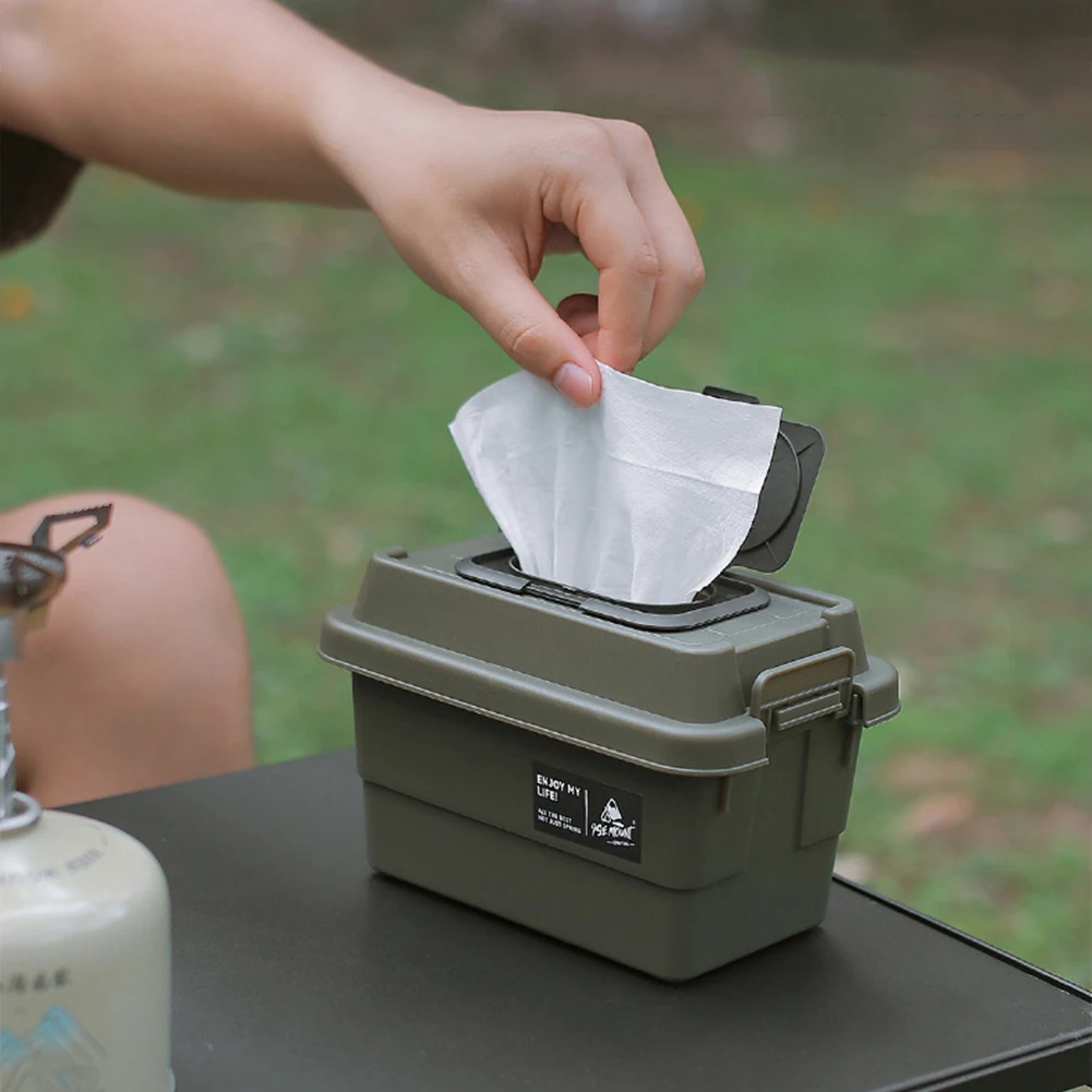 

Outdoor Organizer Bottle Tissue 1.1L Bucket Desktop Case Box Picnic Seasoning Sundries Camping Storage Portable Napkin Paper