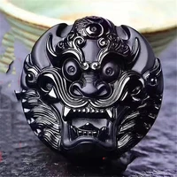 hot selling natural hand carve jade obsidian qilin belt buckle fashion jewelry accessories men women luck gifts