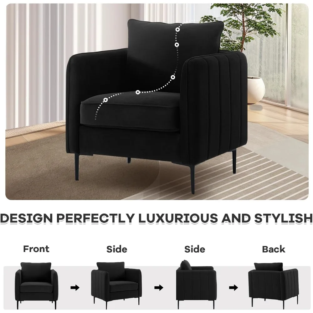 Набор стульев Black Accent 2 шт. стулья для гостиной с бархатной обивкой металлическими