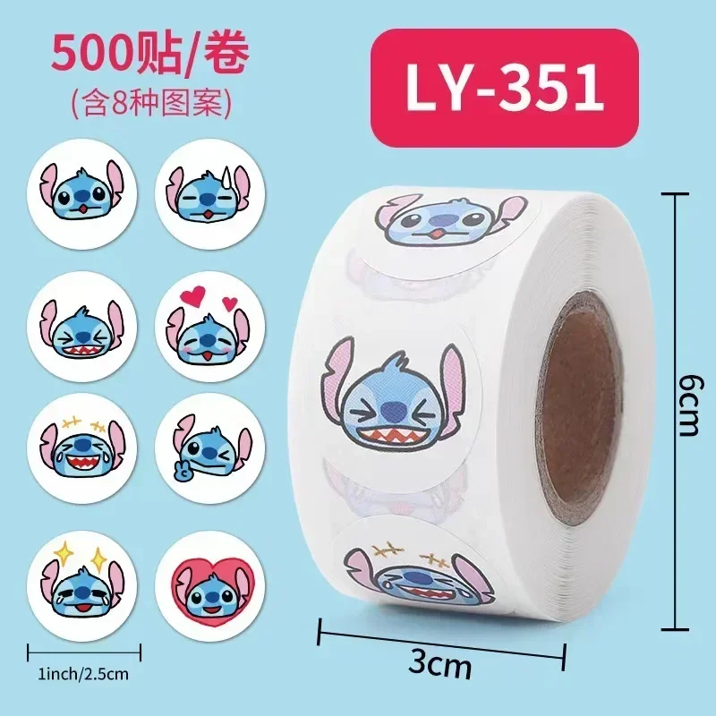 Фото 500 шт. Kawaii Stitch Diy наклейки аниме печать этикетка декоративные мультяшные детские вечерние конфеты наклейки рулоны наклейки игрушки №3