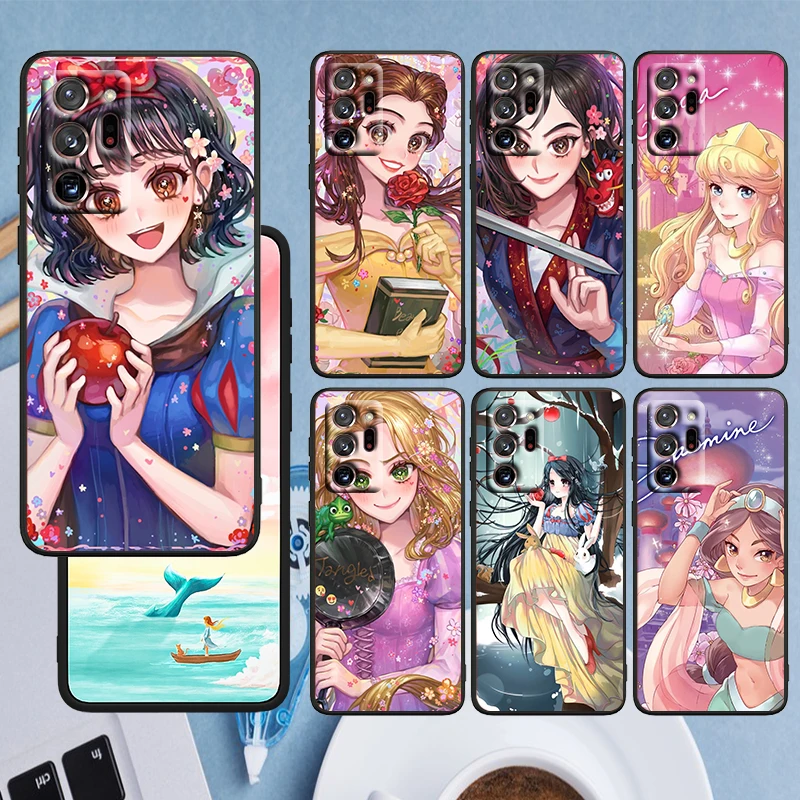 

Disney Princess Cartoon Cute For Samsung Note 20 Ultra 10 Pro Lite 9 8 F52 F42 F22 M21 M60S M62 M31 M12 M32 Black TPU Phone Case