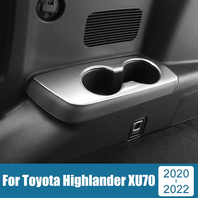 

Car Accessories For Toyota Highlander XU70 Kluger 2020 2021 2022 Stainless Internal Third Drain Cup Panel Decorative Frame Trim