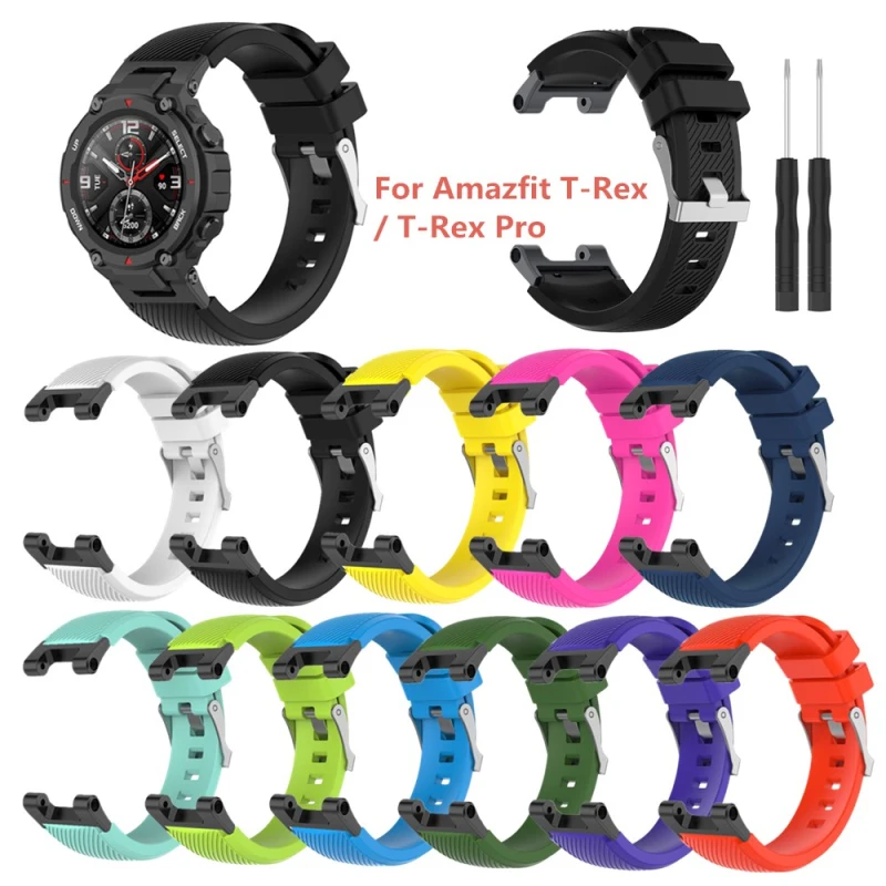 

Smart Accessories Smartwatch Straps Scratch-proof Sport Band For Huami Amazfit T-rex Stra Silicone Strap Drop-proof Dust-proof