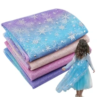 foiled snowflake tulle fabric 150cm width rainbow soft mesh fabric handmade textile decor diy kids dress apparel sewing supplies