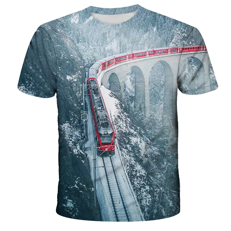 

Train T-shirt Funny game clothes for boys and girls 3D Printed Streetwear Cool steam train Shirt Children gift train toy Tops