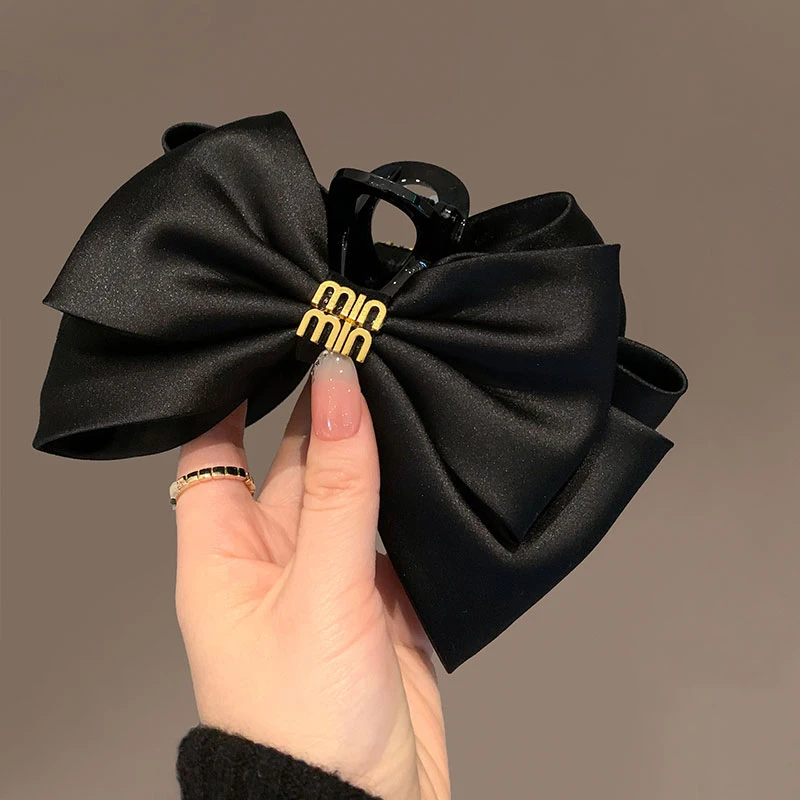 

Заколка для волос с бантом, крупные заколки для волос с когтями акулы, однотонные аксессуары для волос с бантом для конского хвоста, повязки на голову