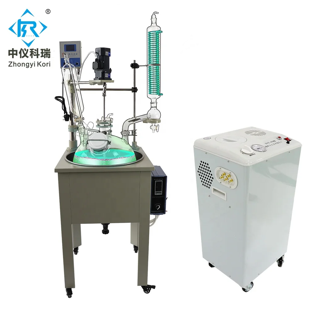 

50L Single layer glass reactor ideal laboratory equipment with distillation and reflux