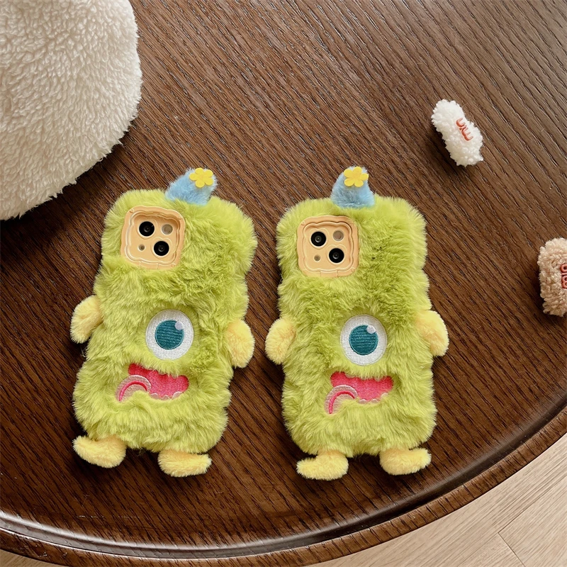 3D циклоп монстр теплый зимний плюшевый меховой чехол для Huawei Mate 60 Pro 50 40 30 пуховая